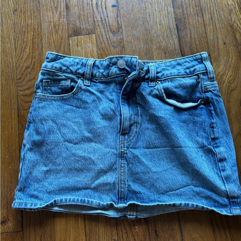 Pacsun Bella Stretch Medium Indigo Mid Rise Denim Mini Skirt